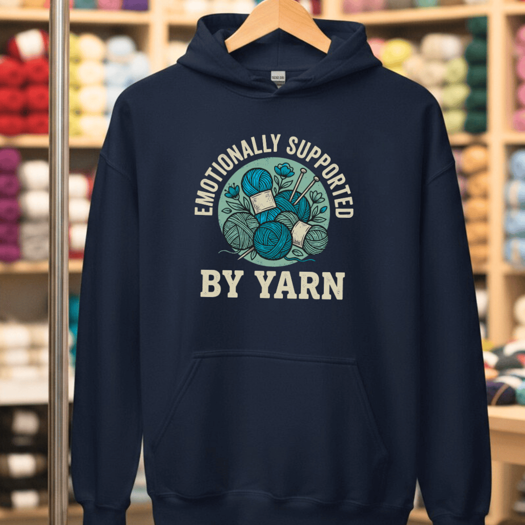 Emotionally Supported By Yarn Hoodie Navy / S