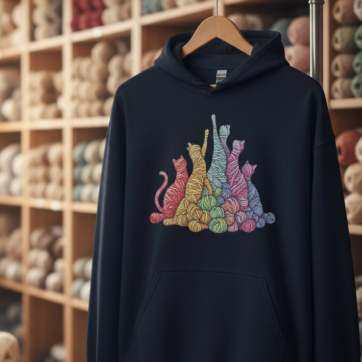 Fiber Felines Hoodie Navy / S