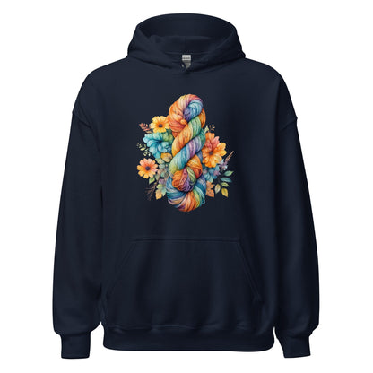 Floral Skein Hoodie Navy / S