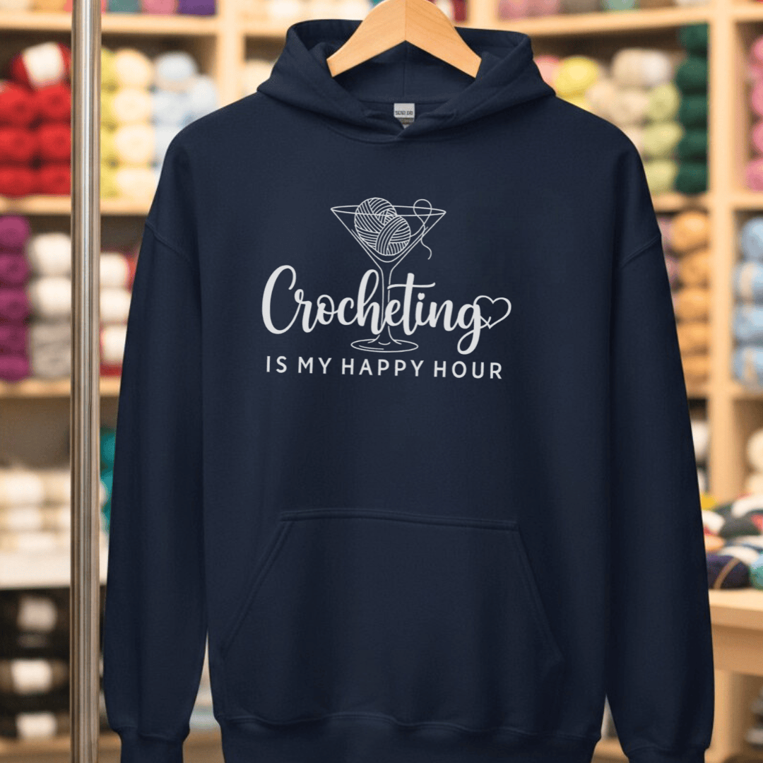 Happy Hour Crocheting Hoodie Navy / S