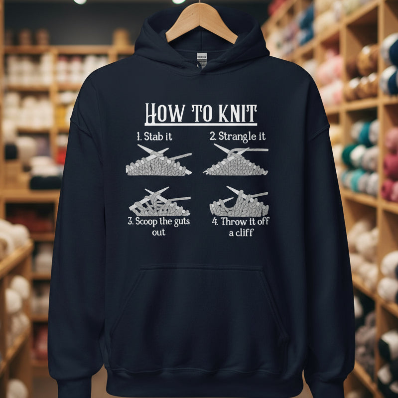 How to Knit Hoodie Navy / S