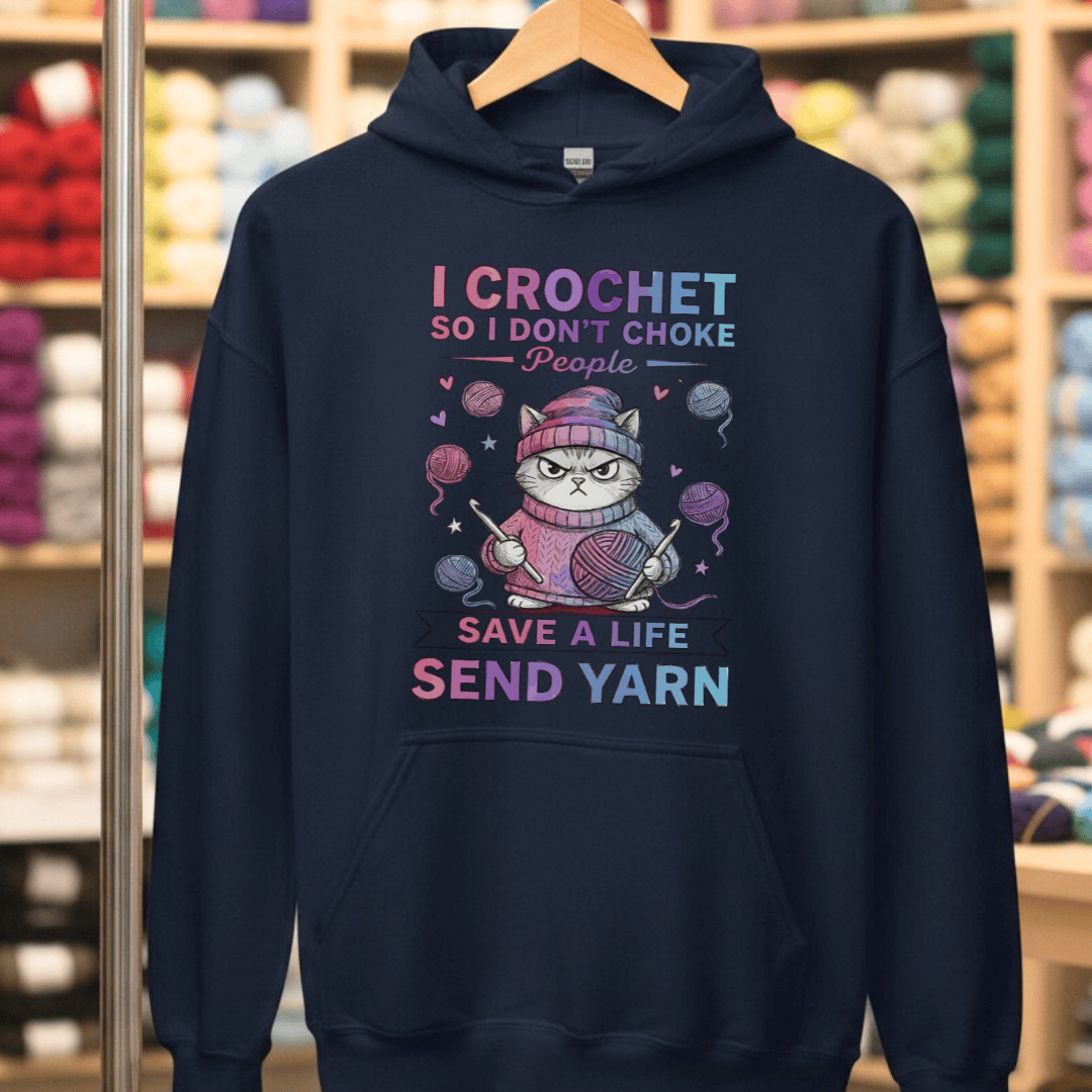 I Crochet So I Don't Choke People Hoodie Navy / S