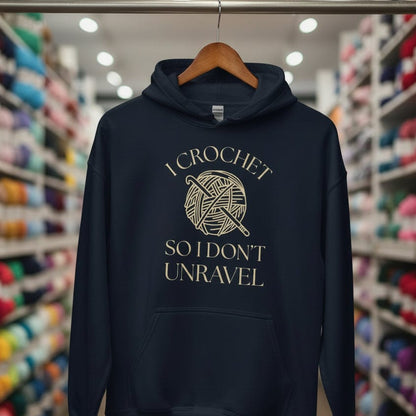 I Crochet So I Don't Unravel Hoodie Navy / S