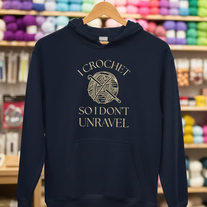I Crochet So I Don't Unravel Hoodie Navy / S