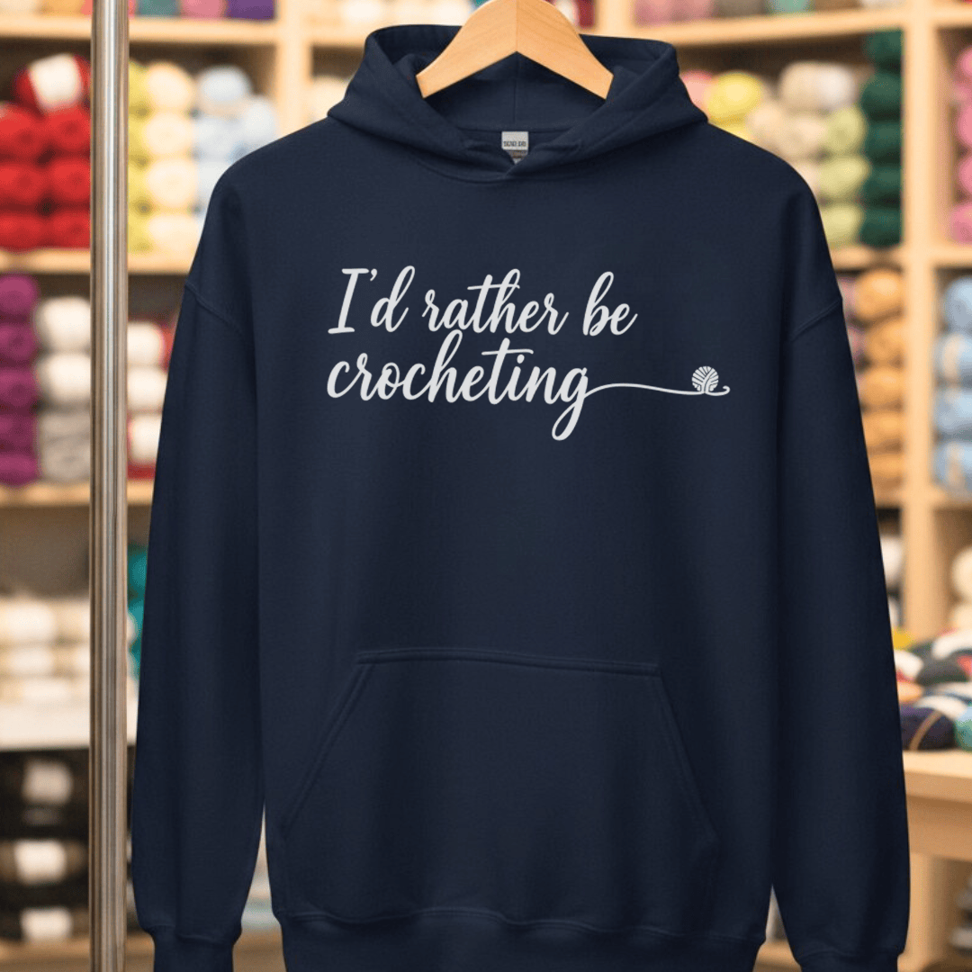 I'd Rather Be Crocheting Hoodie Navy / S