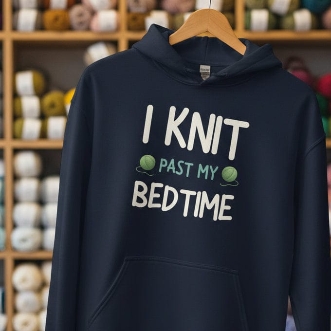 I Knit Past My Bedtime Hoodie Navy / S