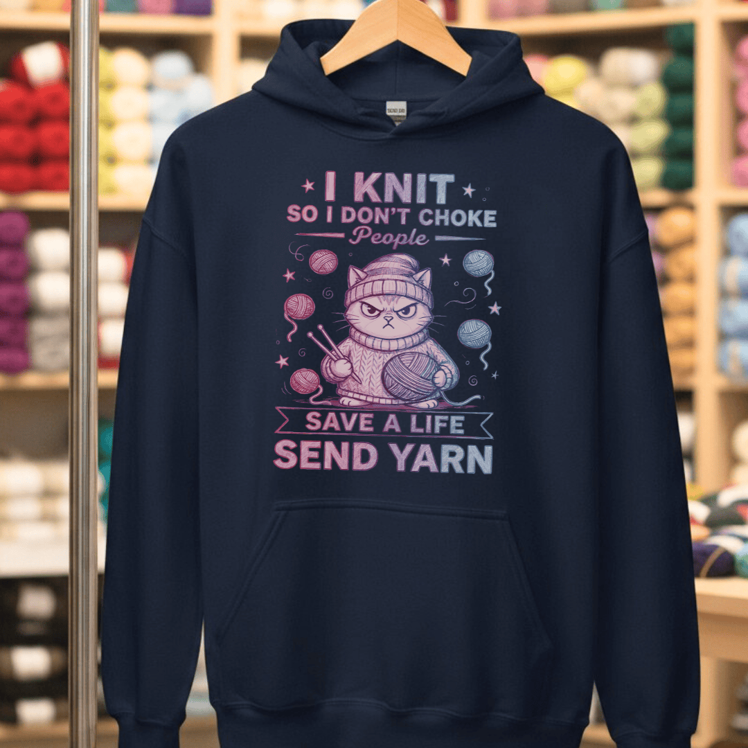 I Knit So I Don't Choke People Hoodie Navy / S