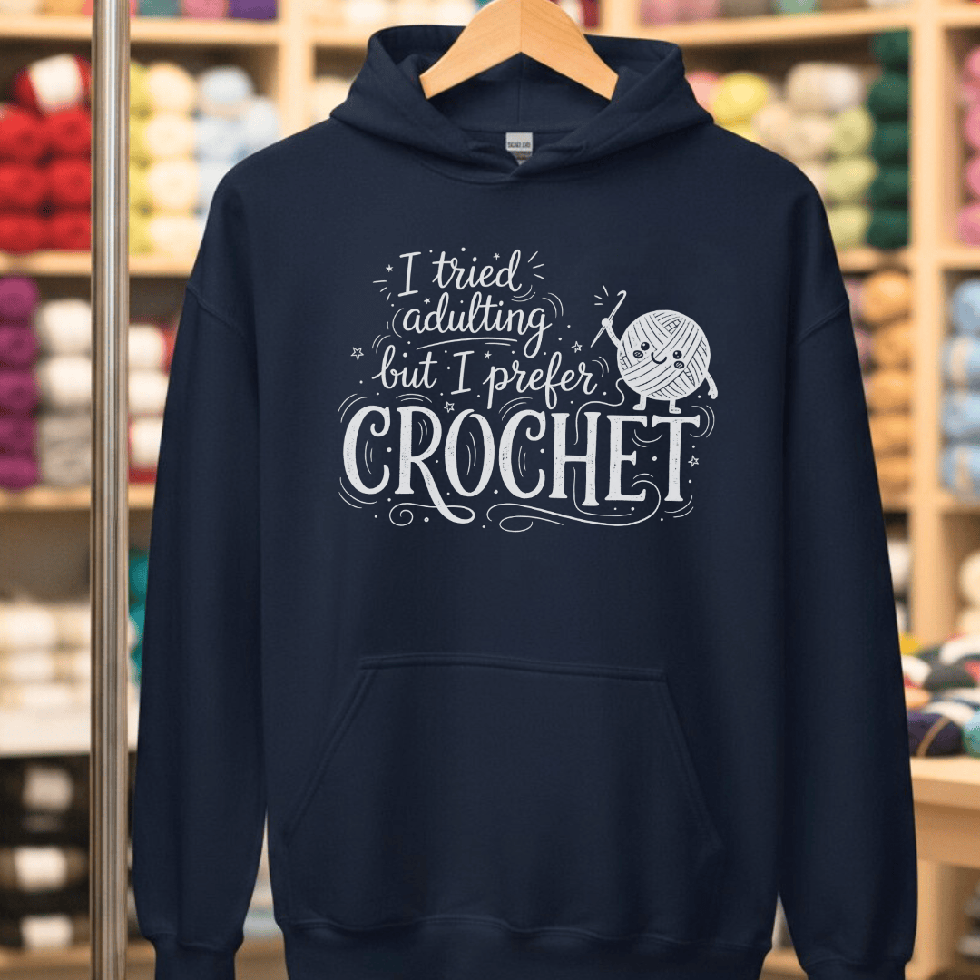 I Prefer Crochet Hoodie Navy / S