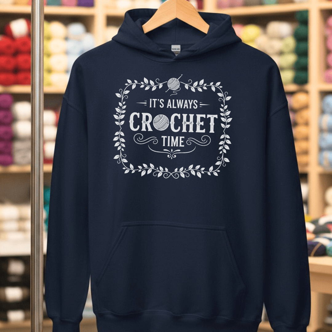 It's Always Crochet Time Hoodie Navy / S