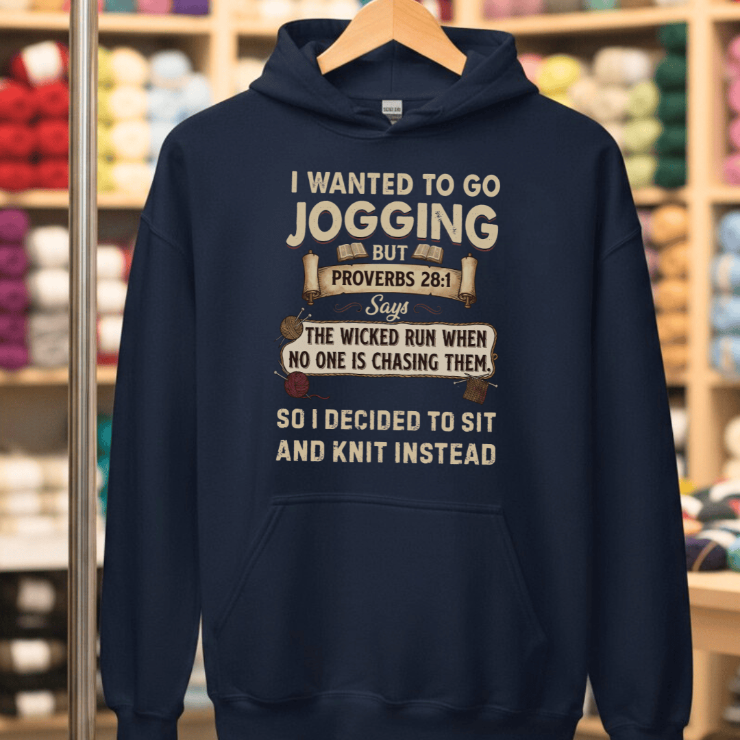 Jogging Proverb 28:1 Hoodie Navy / S