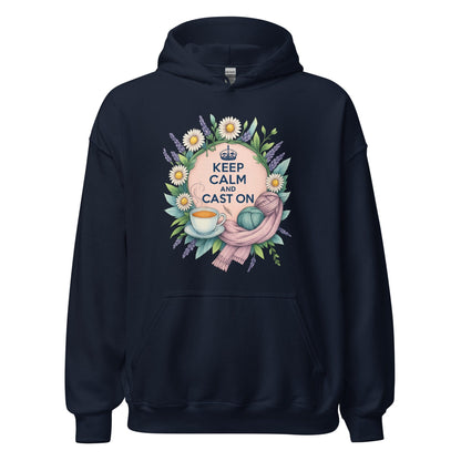 Keep Calm and Cast On Hoodie Navy / S