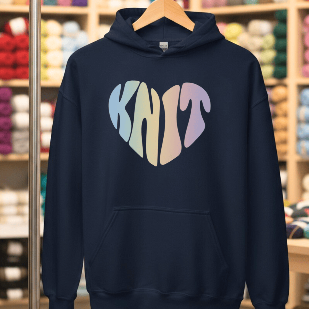 Knit Heart Pastel Hoodie Navy / S