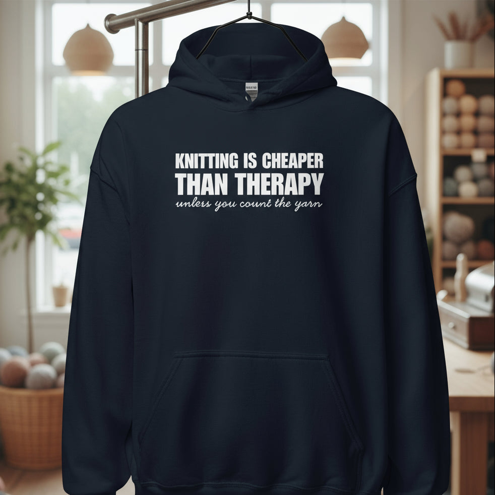 Knitting is Cheaper Hoodie Navy / S