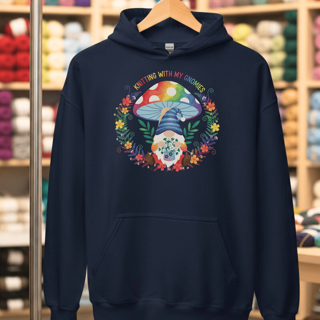 Knitting With My Gnomies Hoodie Navy / S