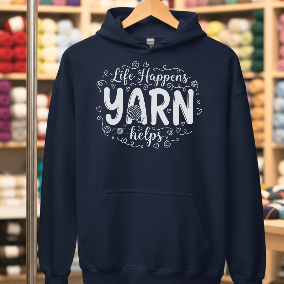 Life Happens, Yarn Helps Hoodie Navy / S