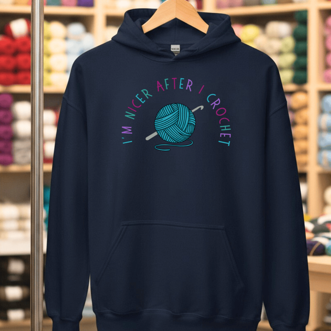 Nicer After Crochet Hoodie Navy / S
