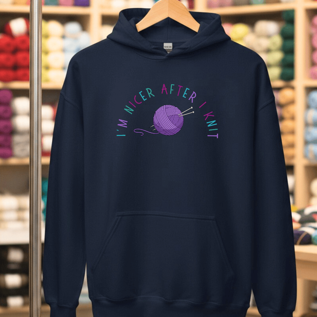 Nicer After Knit Hoodie Navy / S