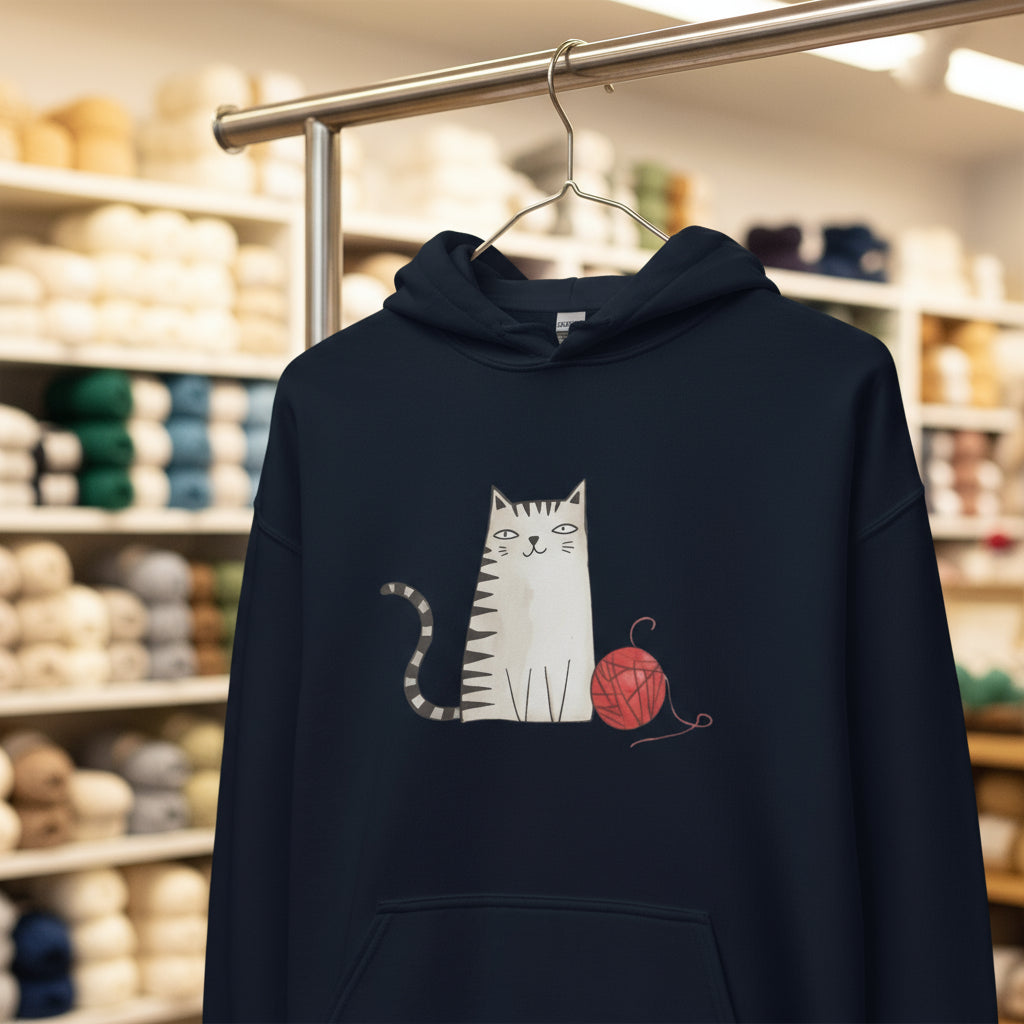 Sketchy Cat Hoodie Navy / S