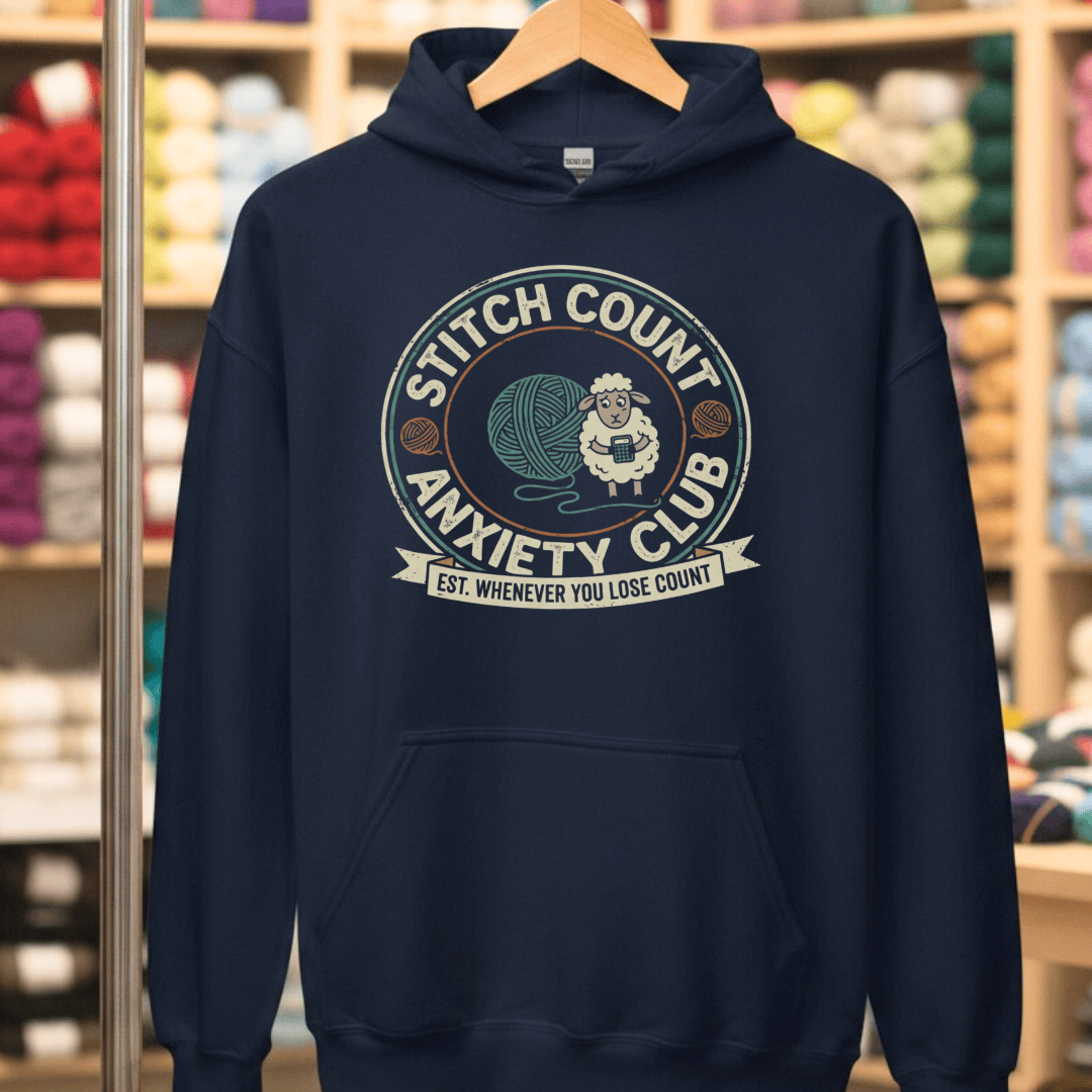 Stitch Count Anxiety Club Hoodie Navy / S