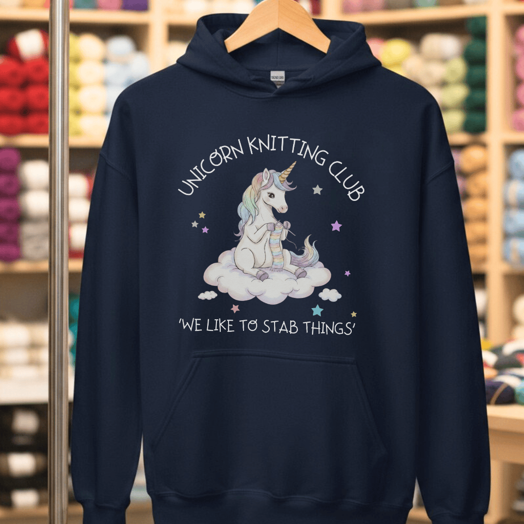 Unicorn Knitting Club Hoodie Navy / S