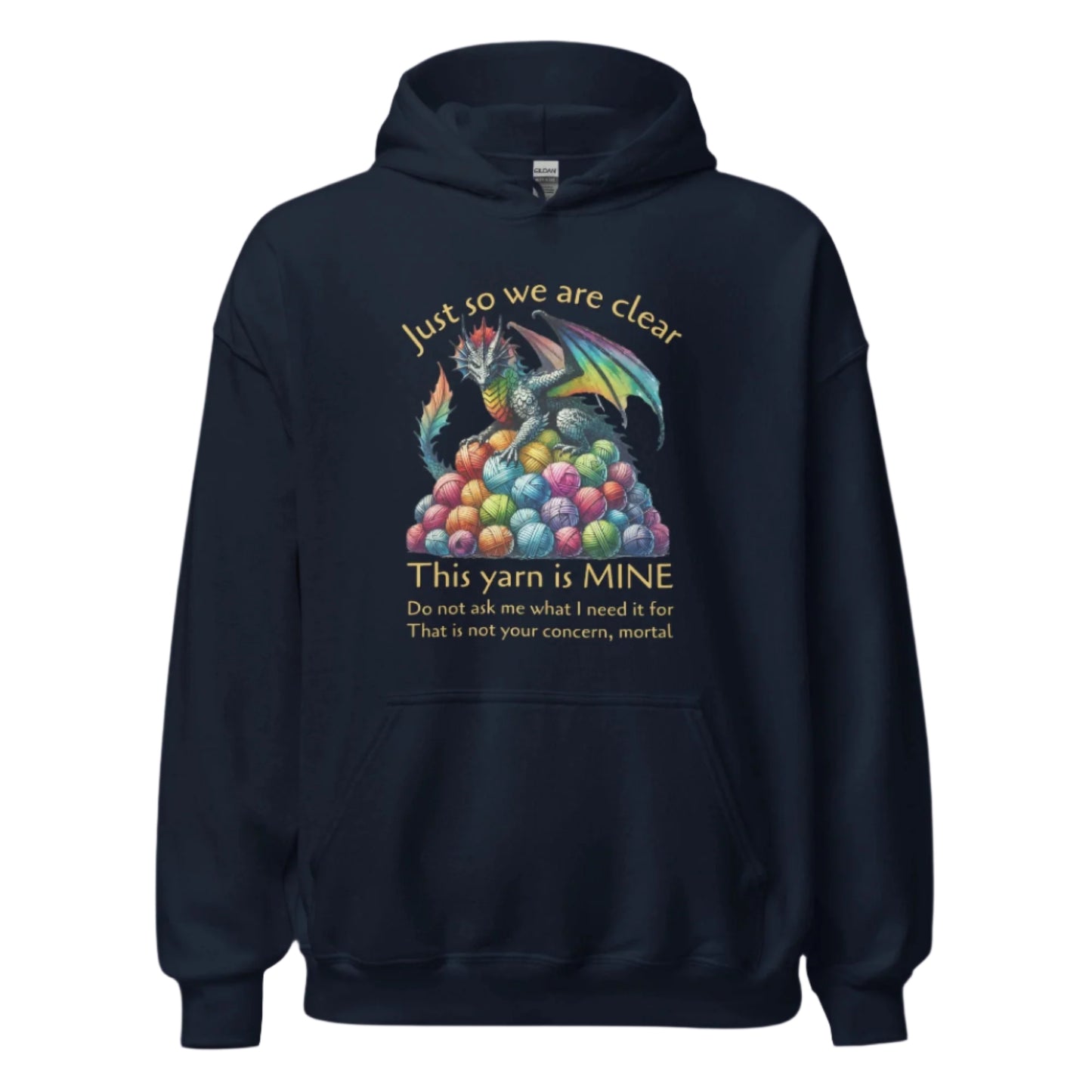 Yarn Dragon with slogan Hoodie Navy / S