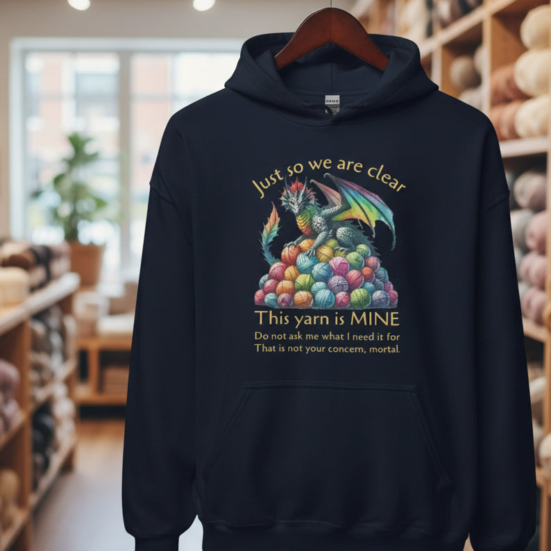 Yarn Dragon with slogan Hoodie Navy / S