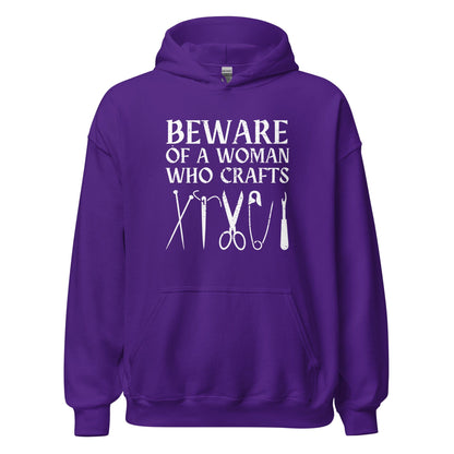 Beware of a woman who Crafts Hoodie Purple / S