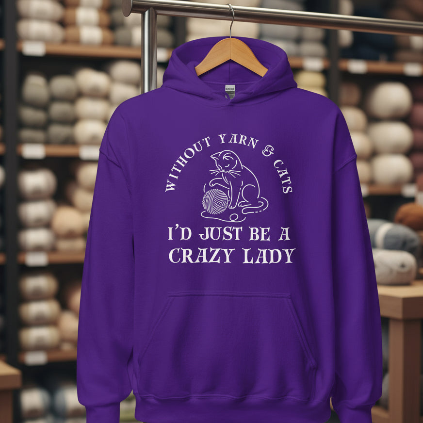 Cats & Yarn Hoodie Purple / S