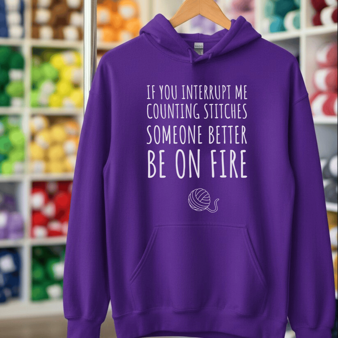 Counting Stitches Hoodie Purple / S