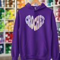 Crochet Heart Pastel Hoodie Purple / S