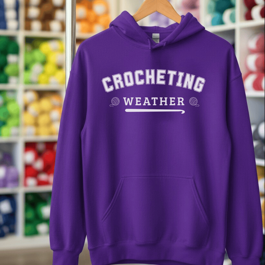 Crocheting Weather Hoodie Purple / S