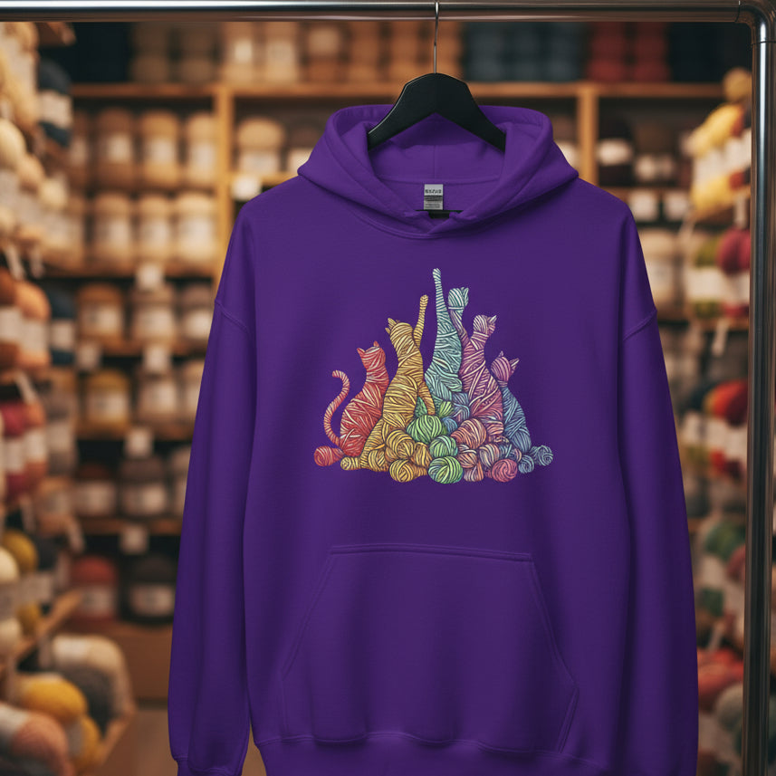 Fiber Felines Hoodie Purple / S