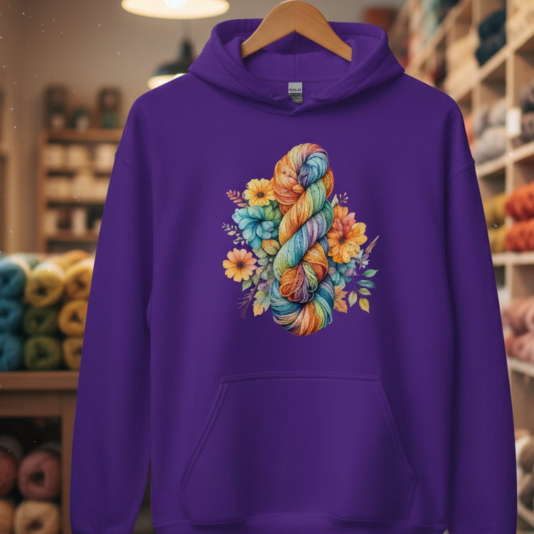 Floral Skein Hoodie Purple / S