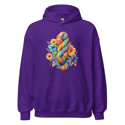 Floral Skein Hoodie Purple / S