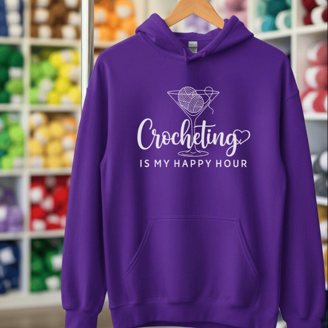 Happy Hour Crocheting Hoodie Purple / S