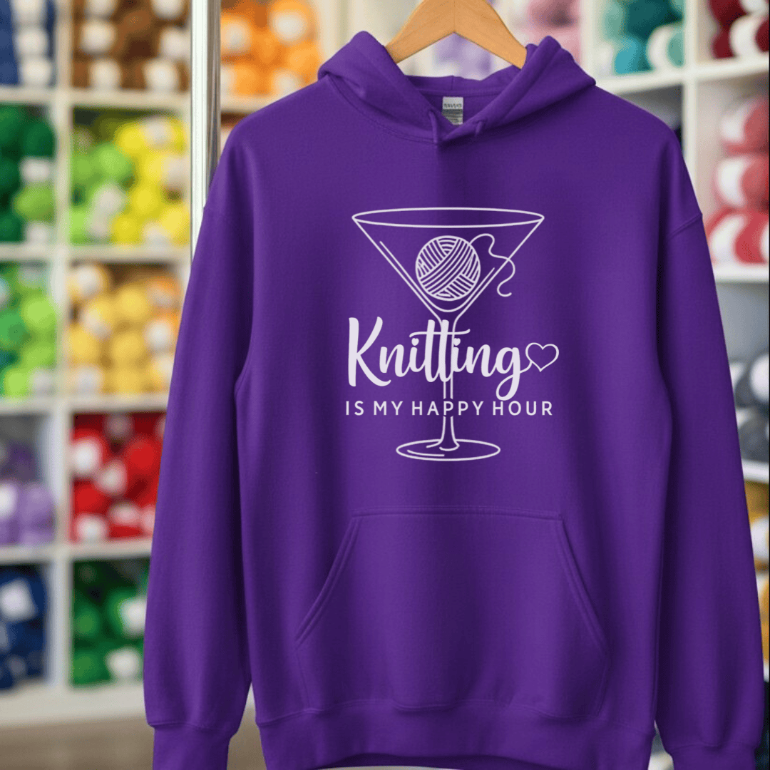 Happy Hour Knitting Hoodie Purple / S