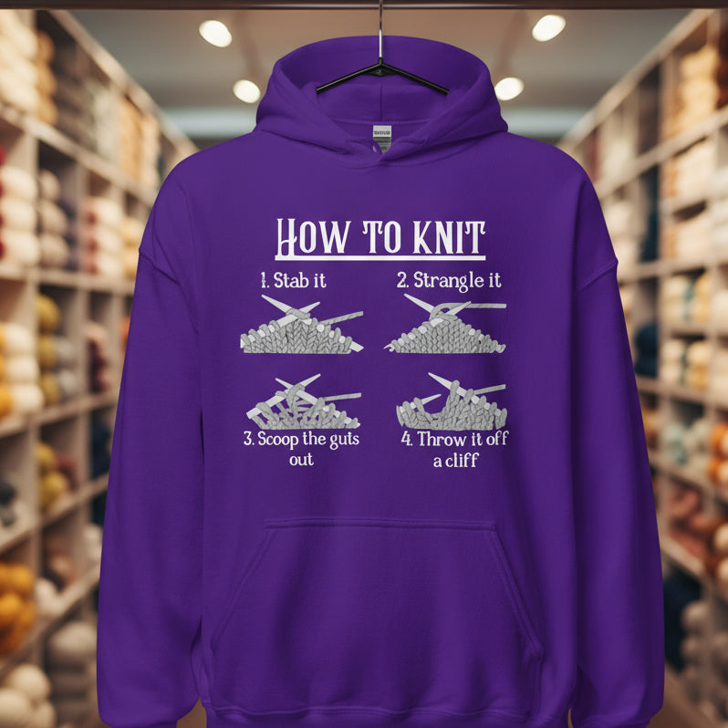 How to Knit Hoodie Purple / S