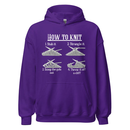 How to Knit Hoodie Purple / S