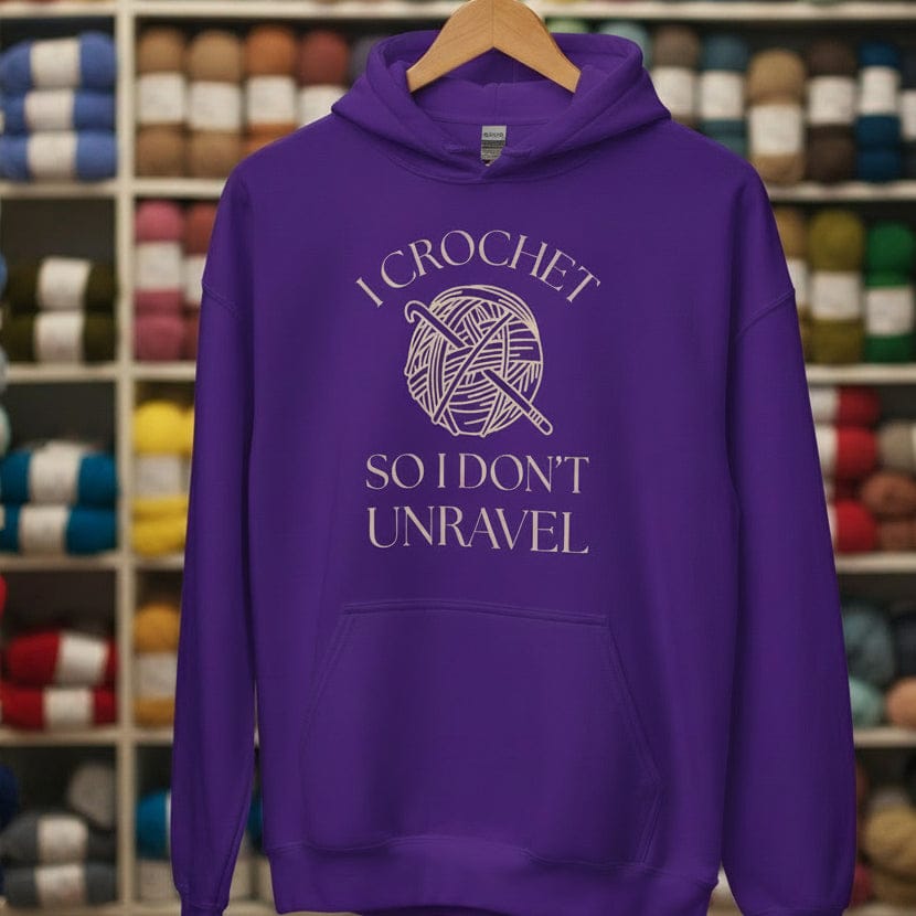 I Crochet So I Don't Unravel Hoodie Purple / S