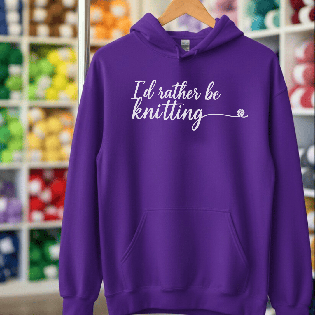 I'd Rather Be Knitting Hoodie Purple / S