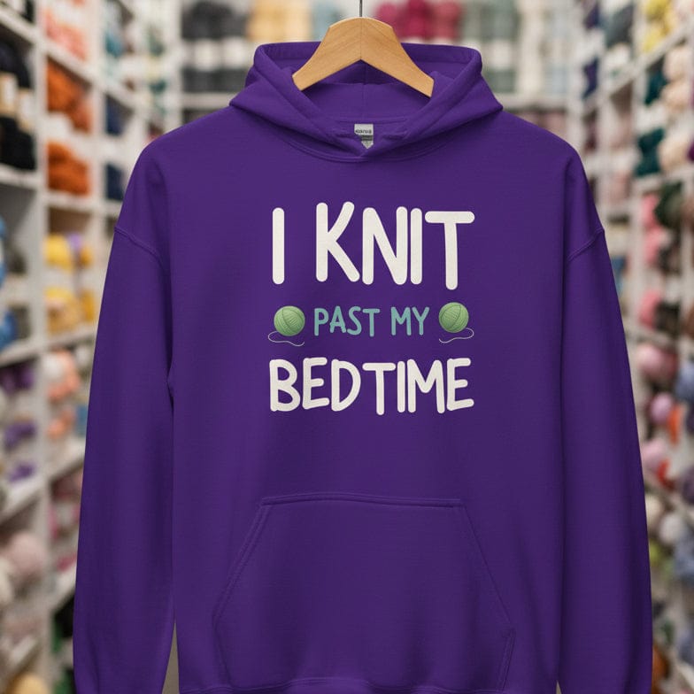 I Knit Past My Bedtime Hoodie Purple / S