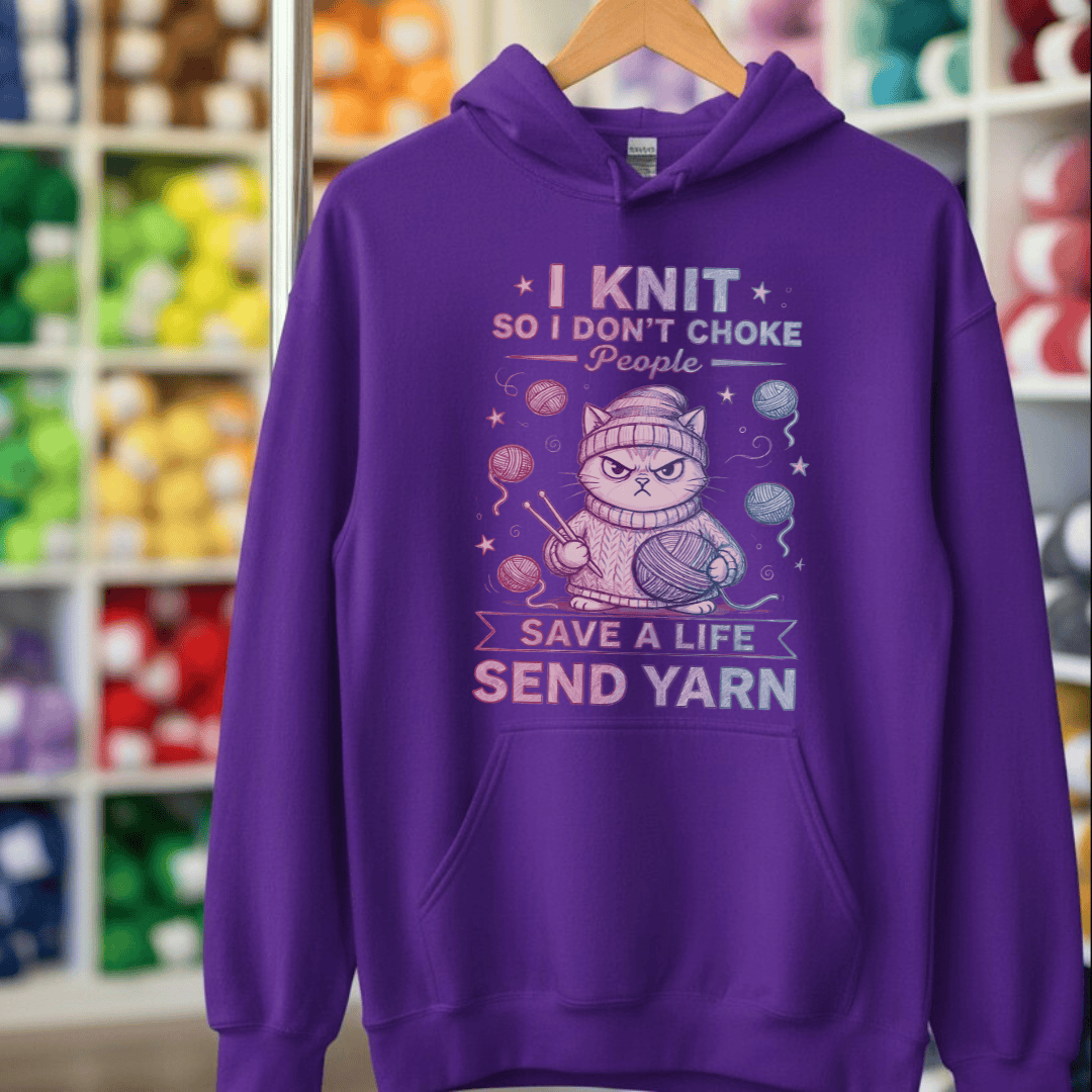 I Knit So I Don't Choke People Hoodie Purple / S