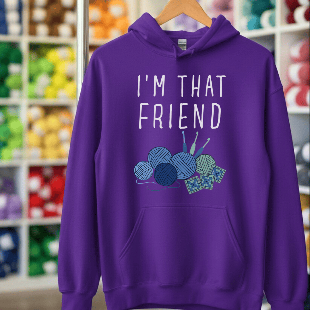 I'm That Crochet Friend Hoodie Purple / S