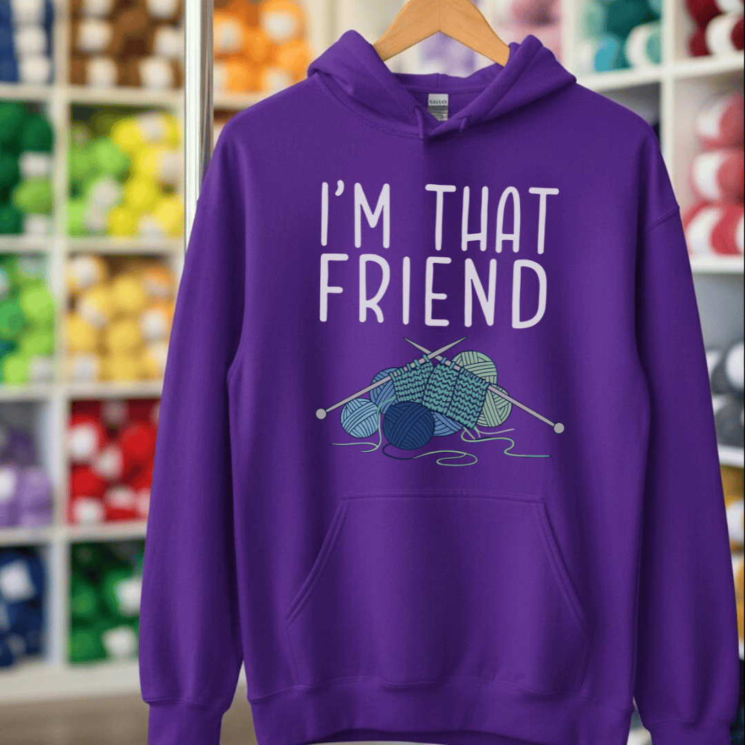 I'm That Knitting Friend Hoodie Purple / S