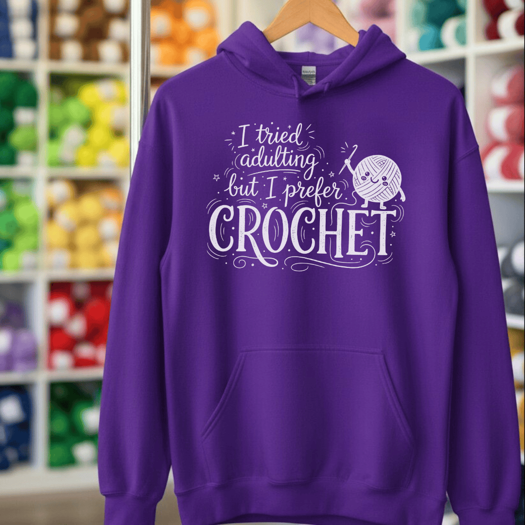 I Prefer Crochet Hoodie Purple / S