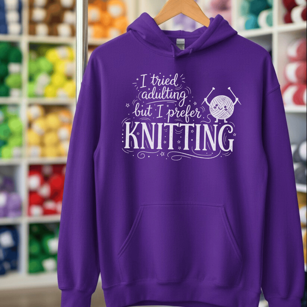 I Prefer Knitting Hoodie Purple / S