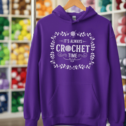 It's Always Crochet Time Hoodie Purple / S