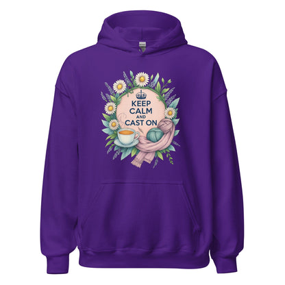 Keep Calm and Cast On Hoodie Purple / S