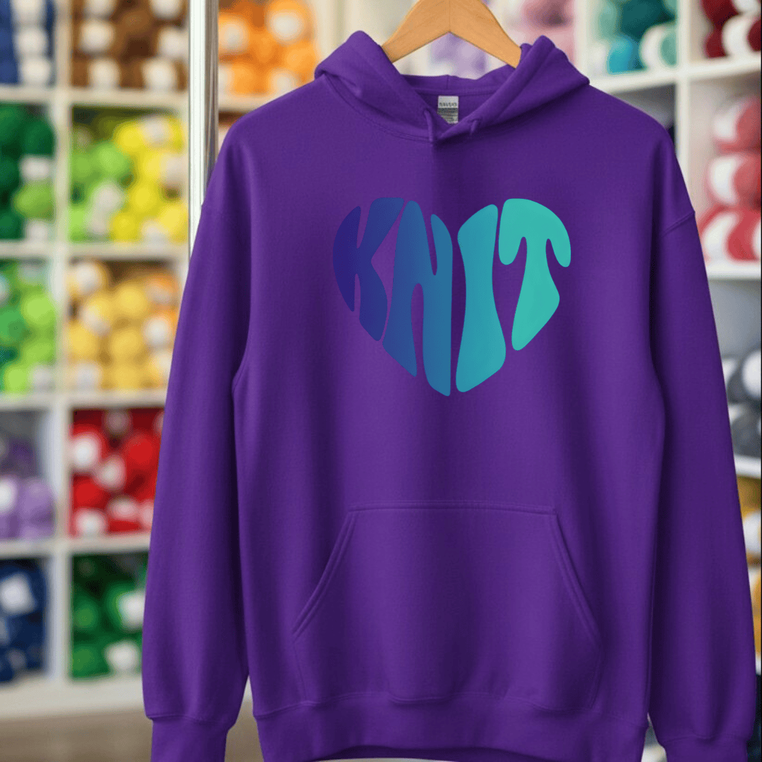 Knit Heart Blues Hoodie Purple / S