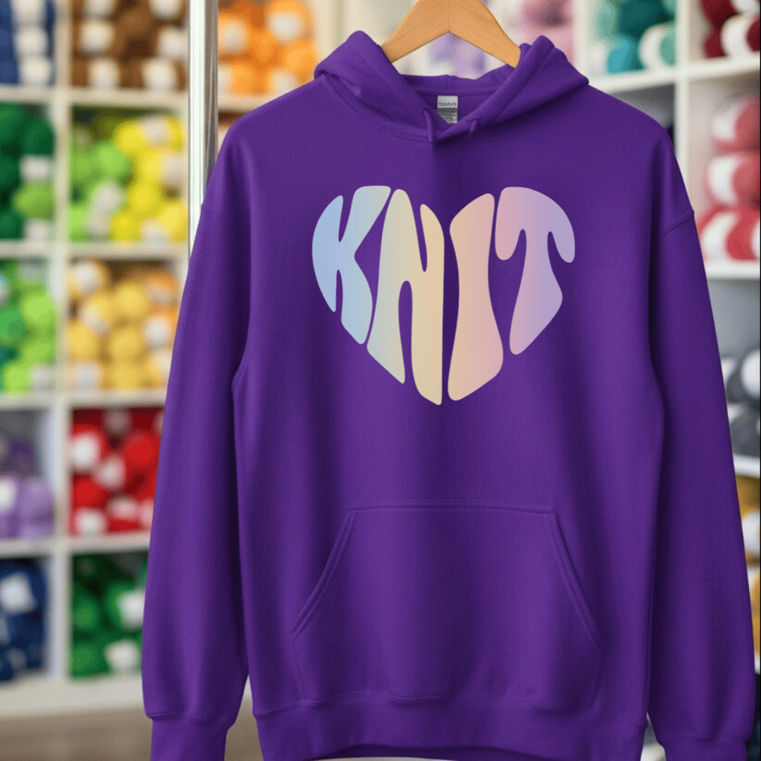 Knit Heart Pastel Hoodie Purple / S